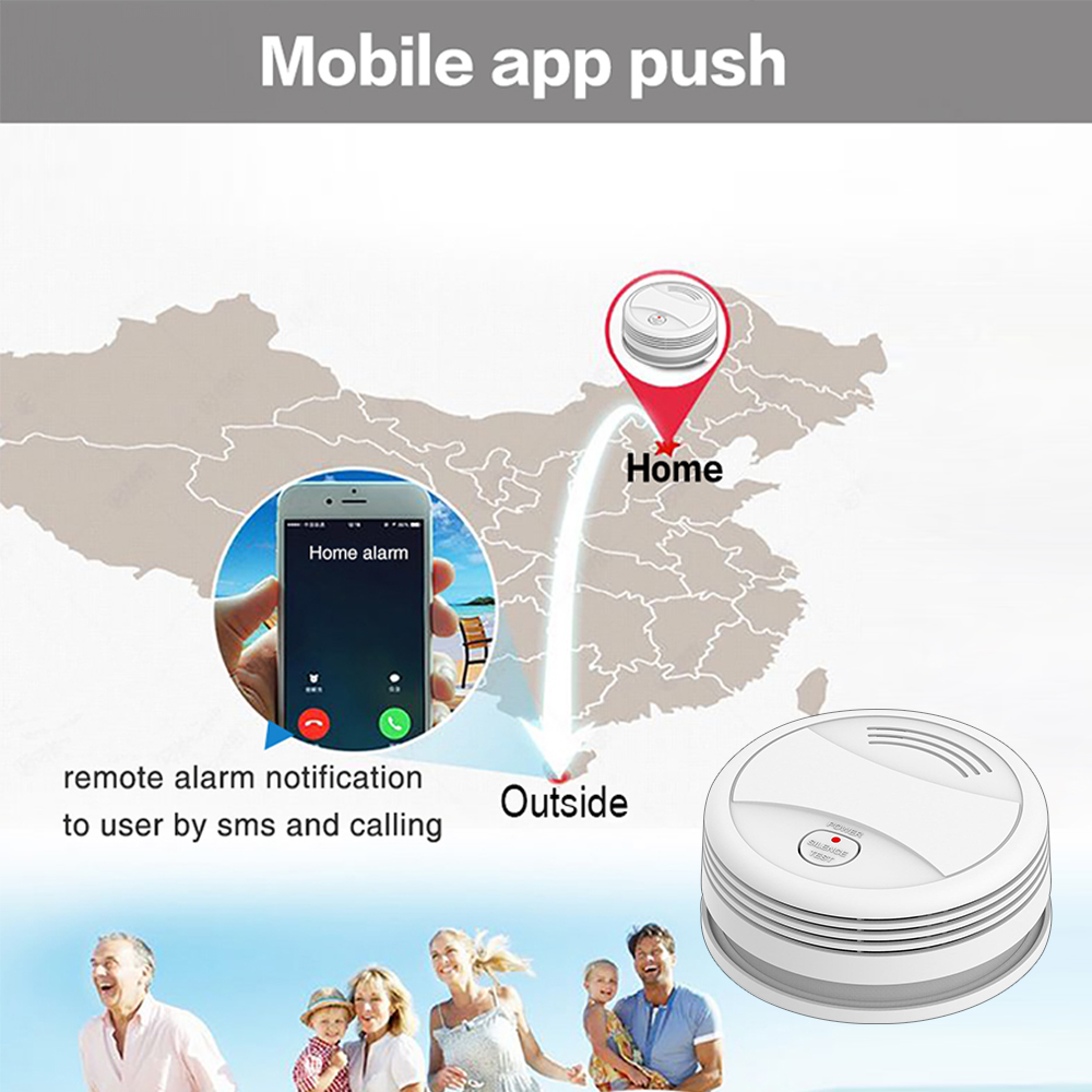 WIFI graffiti smart smoke alarm network smoke detector APP mobile phone alarm